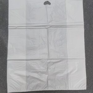 Paquete de 100 bolsas blancas asa troquelada RECICLADA G.240 100/70x90