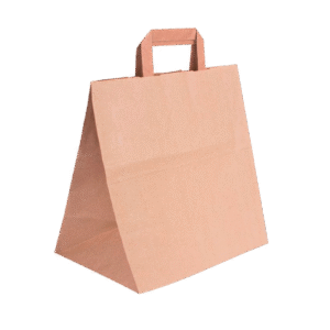 Bolsa TAKE AWAY asa plana kraft liso 90 gr² 32+16x35 Caja de 250 unidades