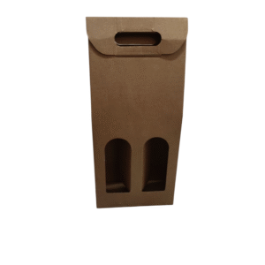Estuche 2 botellas cartón micro kraft 180x90x385 Paquete de 25 unidades