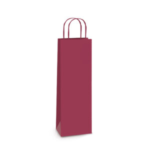 Bolsa 1 botella kraft burdeos asa rizada 14+8½x39½ Caja de 250 unidades