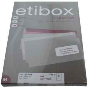 Hojas etiquetas 2 etibox Din A-4 (210x148,5)