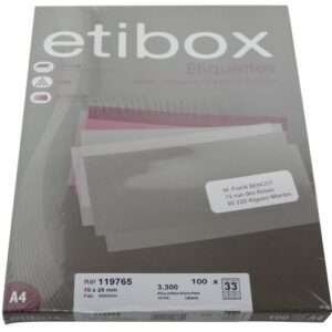Hojas etiquetas 33 etibox Din A-4 (70x25,4)