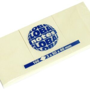 Bloc 100 notas adhesivas Global Notes removibles amarillas 50x40 Paquete de 12 unidades