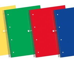 Block Enri 120+40 hojas espiral microperforado tapa extra A-4 cuad 5x5 margen colores 4 taladros Paquete de 5 unidades